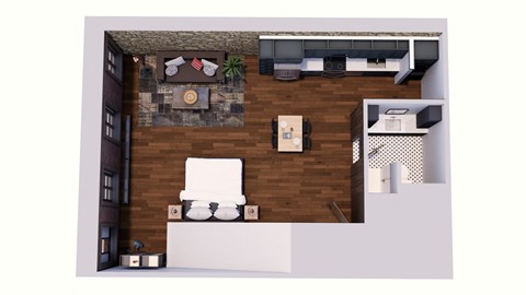 Floor plan for studio, 1 bath, 781 sqft